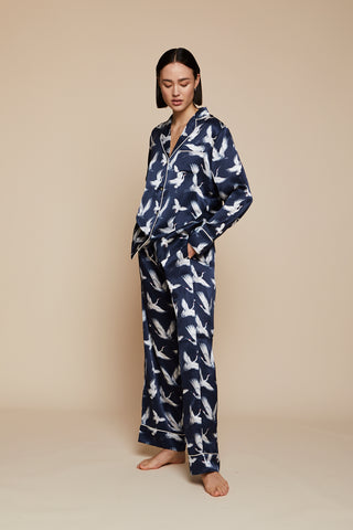 Elisabetha Silk Pyjama in Aves