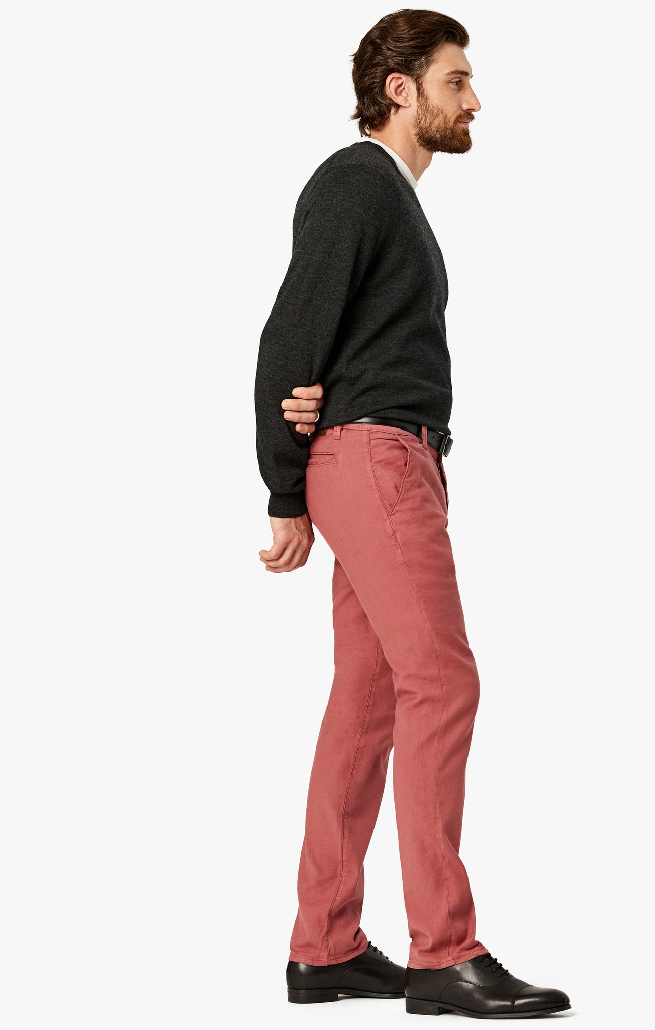 Naples Straight Leg Chino Pants in Coral Linen