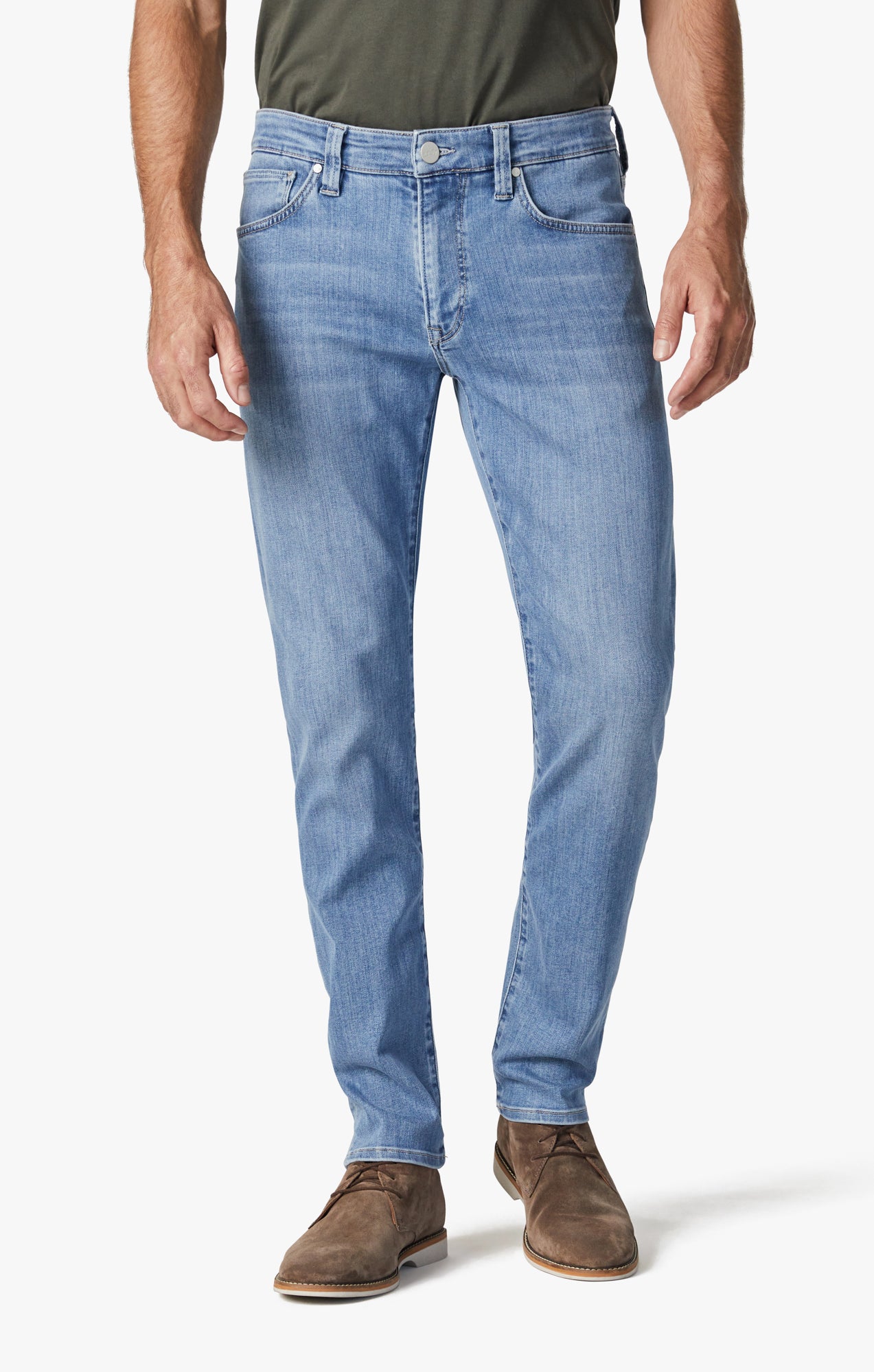 34 Heritage Men's Cool Mid-Rise Tapered Leg Jeans In Mid Indigo 