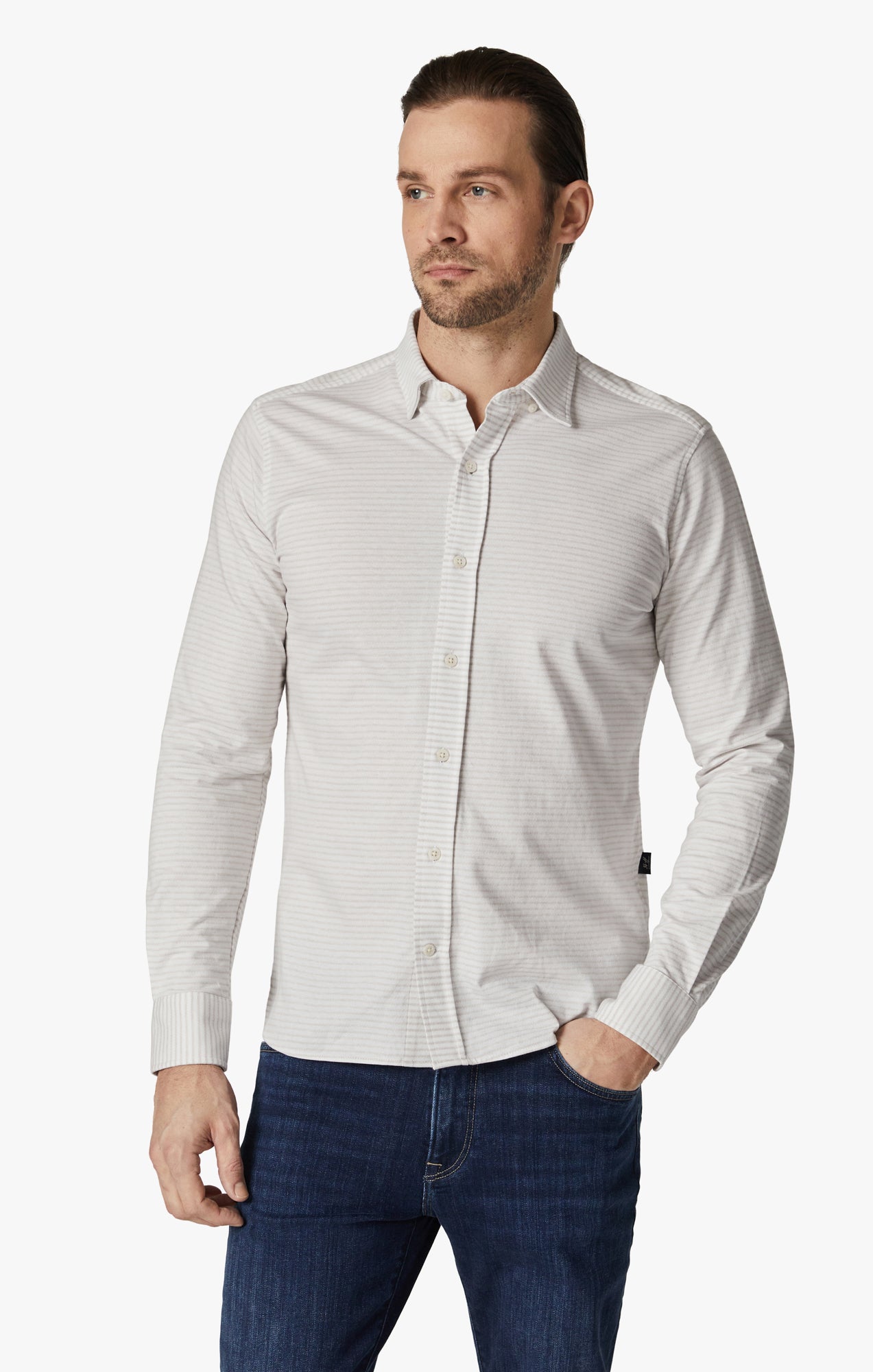 34 Heritage Men's Horizontal Stripe Shirt in Indigo – 34 Heritage 