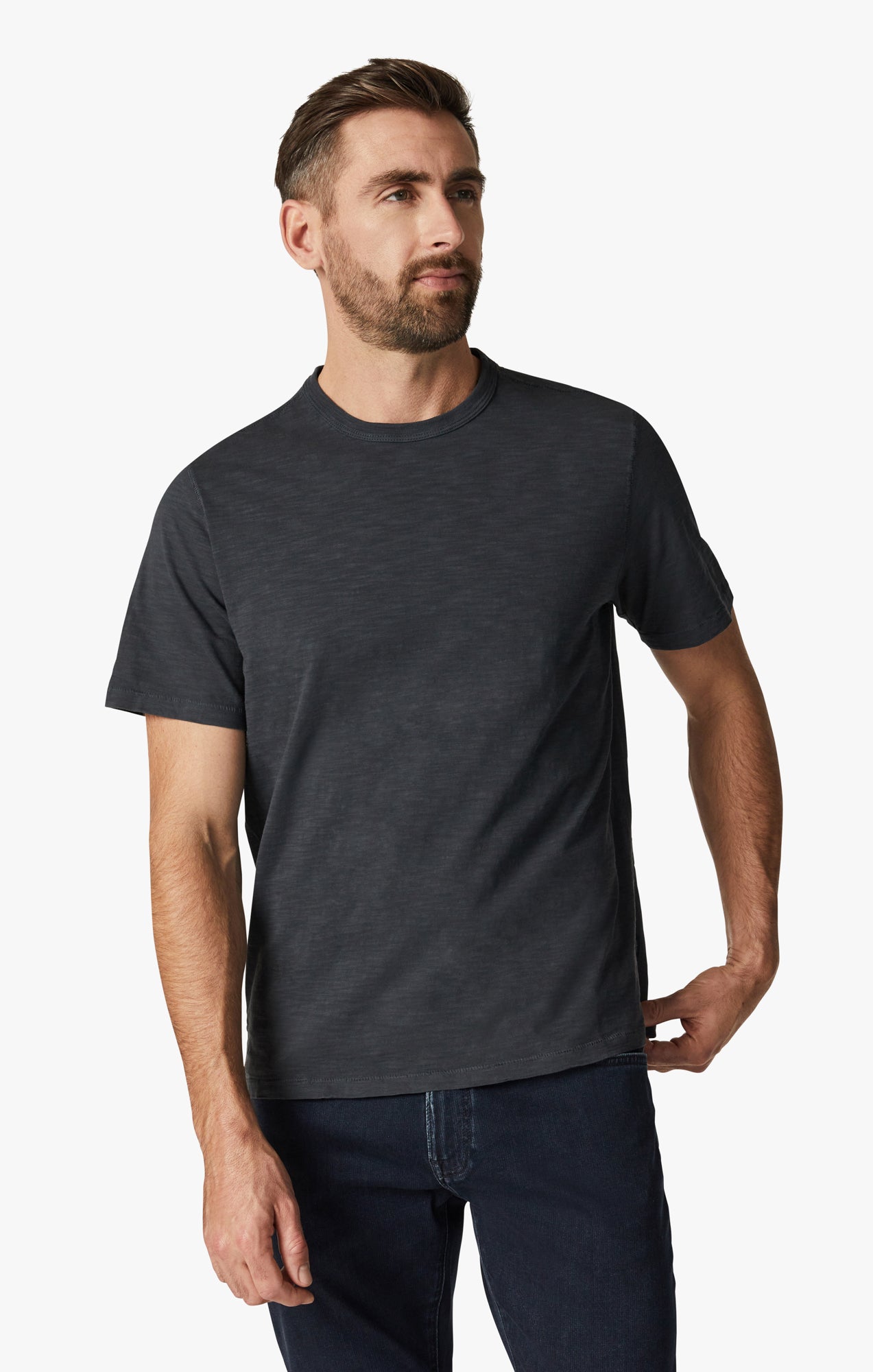 34 Heritage Men's Slub Crew Neck T-Shirt in Black – 34 Heritage Canada