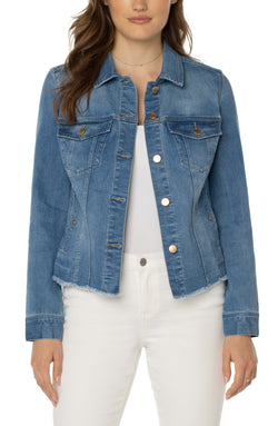 CLASSIC JEAN JACKET WITH FRAY HEM – LIVERPOOL LOS ANGELES