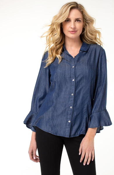 BUTTON FRONT FLOUNCE SLEEVE SHIRT – LIVERPOOL LOS ANGELES