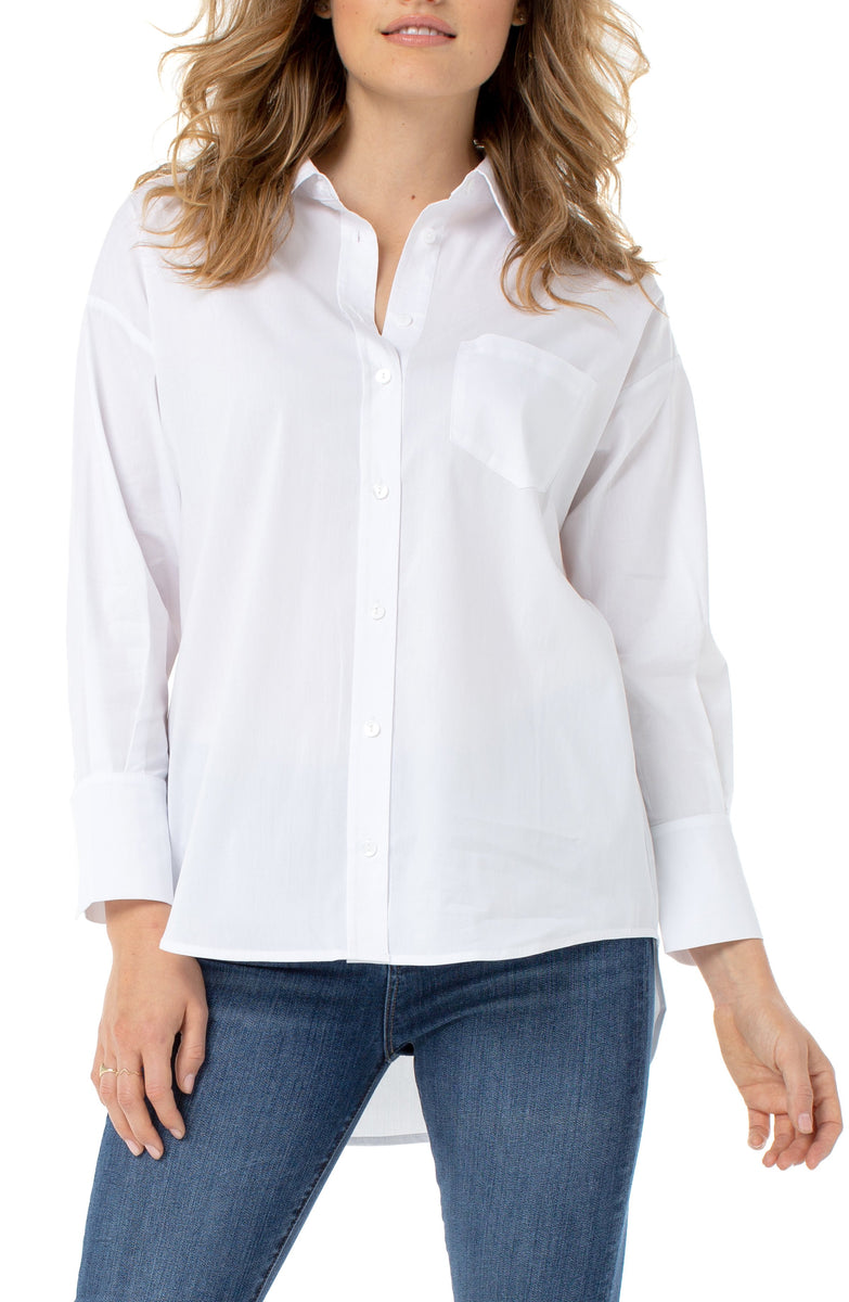 Hidden Placket Button-Up Shirt