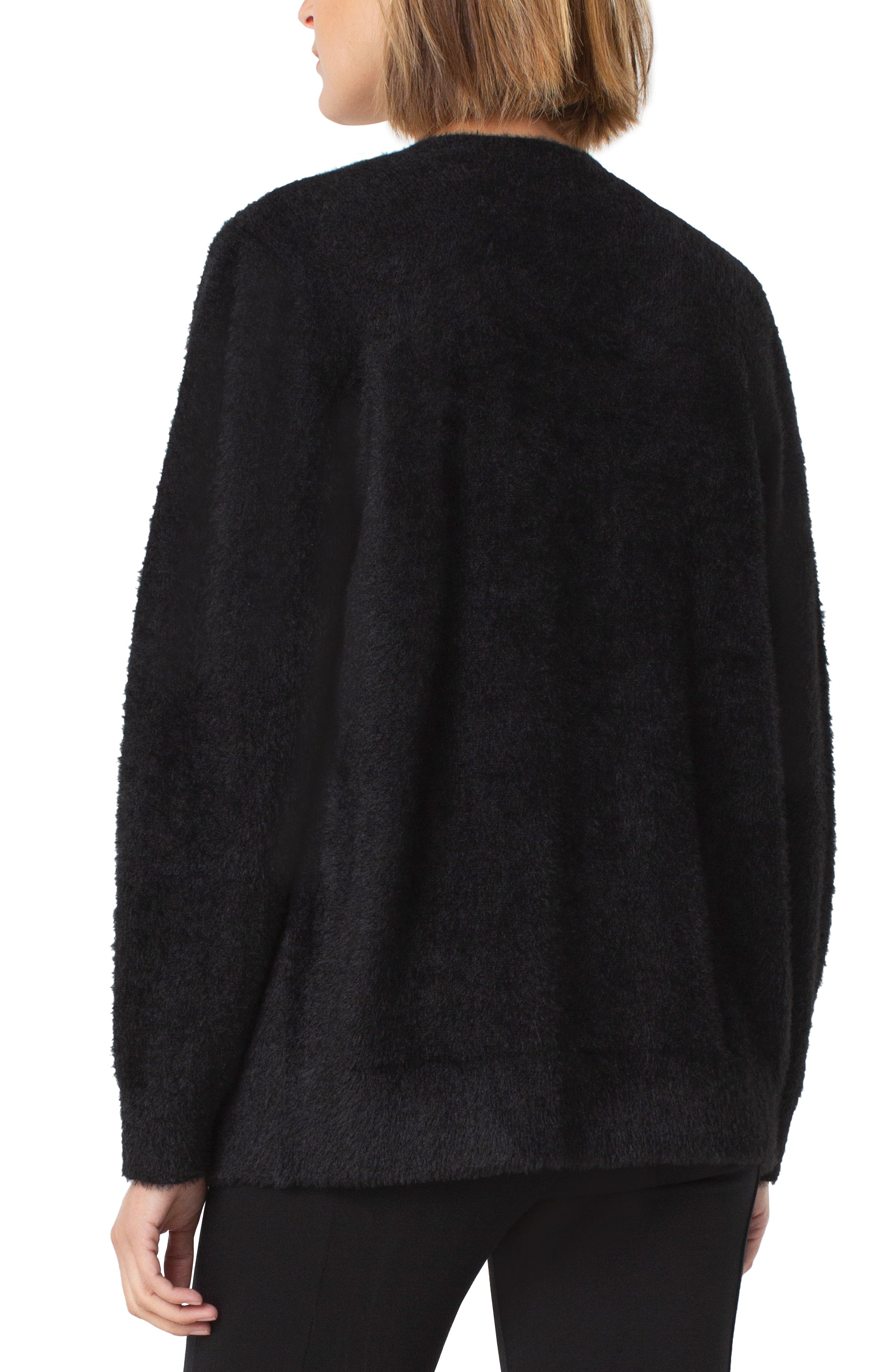 BUTTON FRONT FUZZY CARDIGAN SWEATER