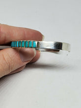 Vintage Sterling Silver Southwest Turquoise Inlay Cuff Bracelet