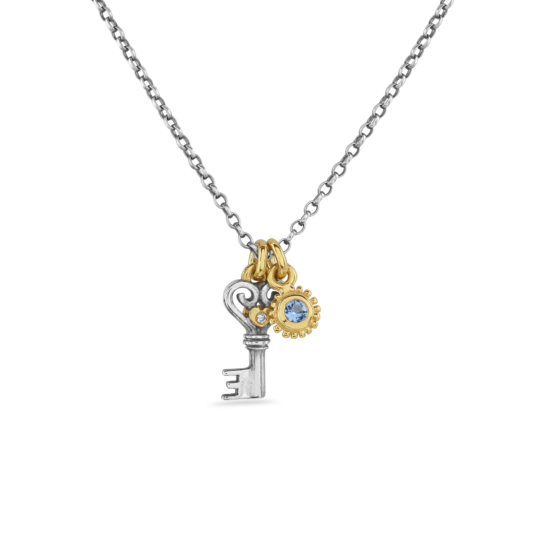 Heart Key & Gemstone Necklace