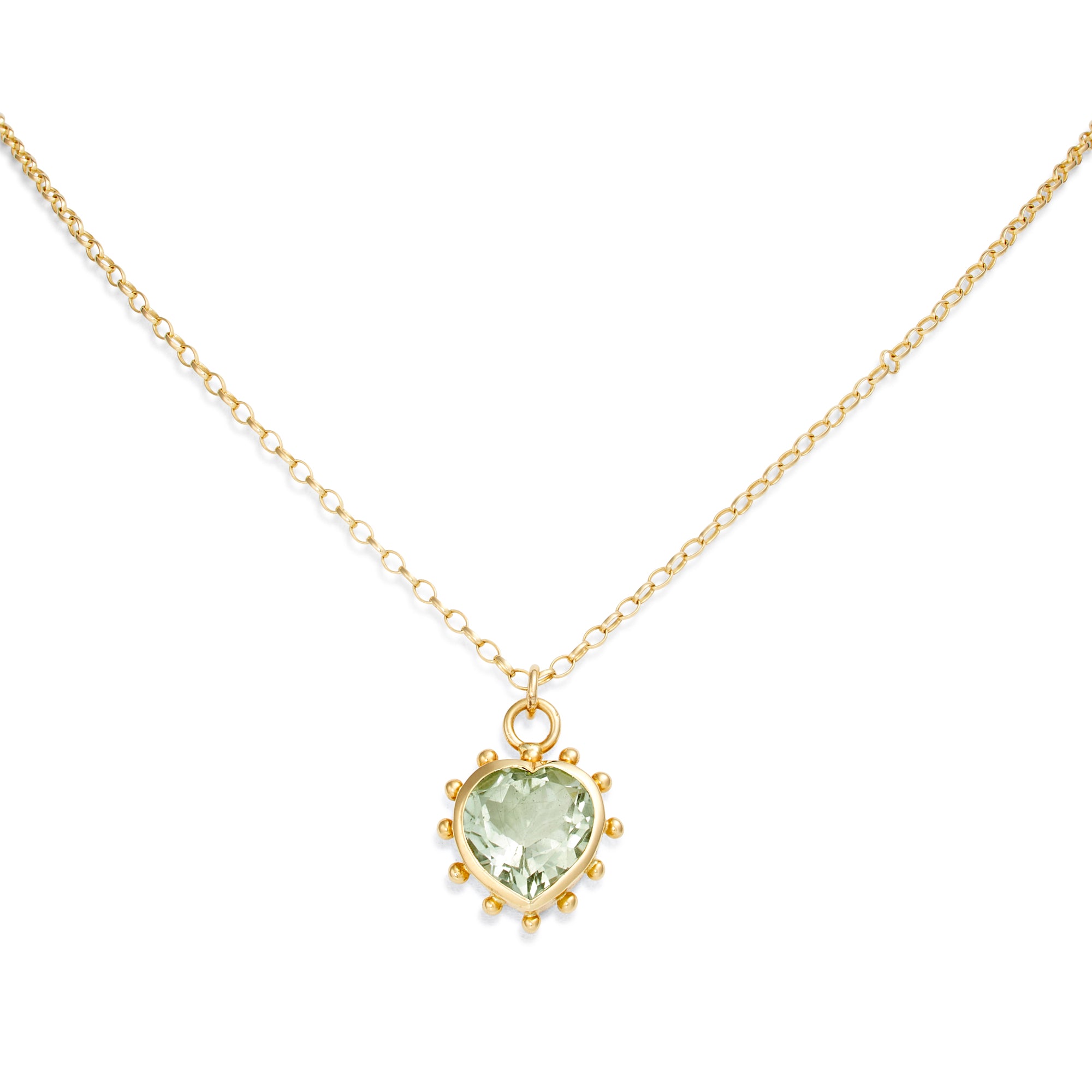 Image of Green Amethyst Set Heart Necklace