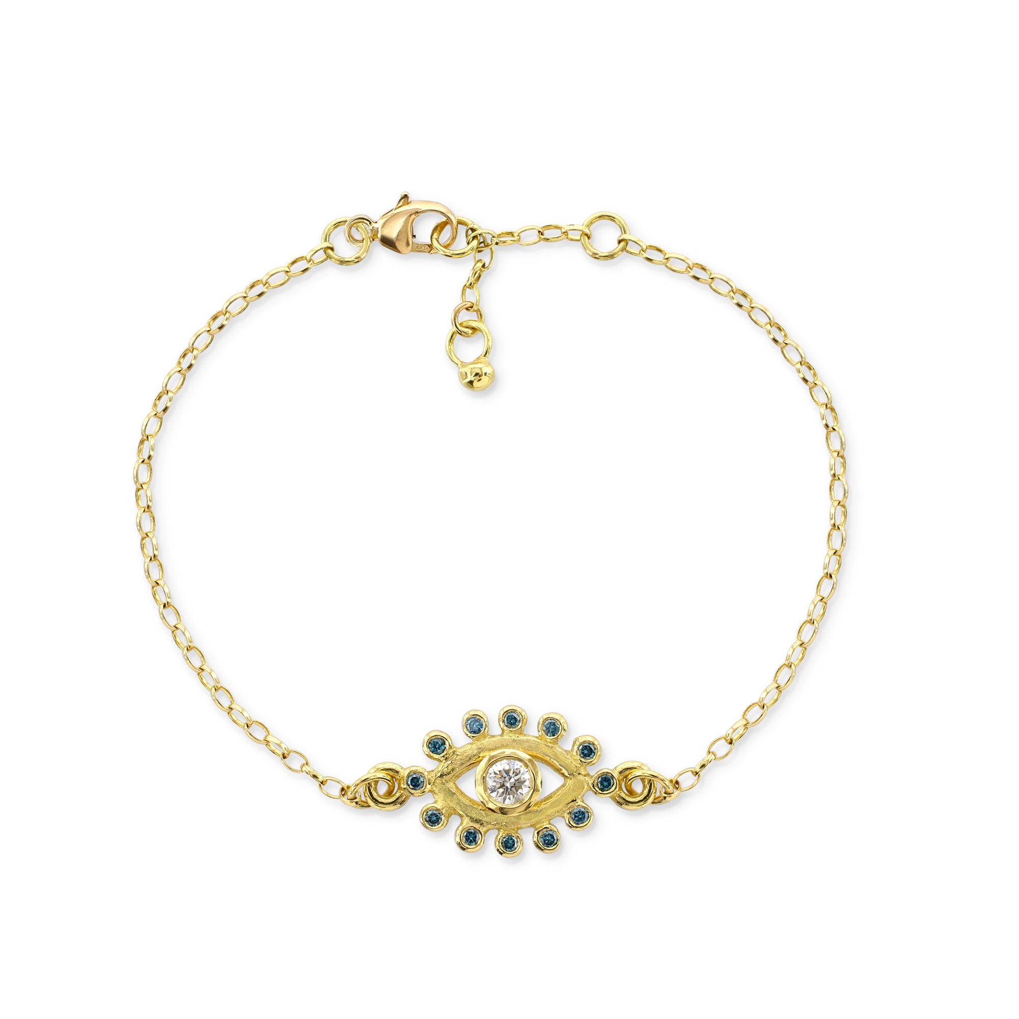 Image of White & Blue Diamond Eye Amulet Bracelet