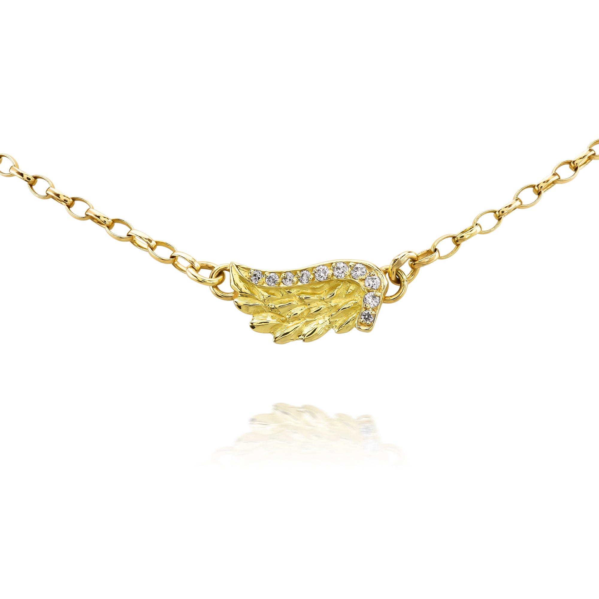 Image of Yellow Gold Diamond Venetian Wing Necklace