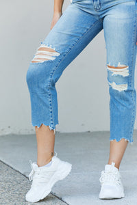 Judy Blue Full Size Distressed Raw Hem Cropped Jeans