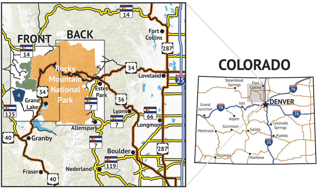rocky mountain national park colorado map Rocky Mountain National Park Topograhic Hiking Map Colorado rocky mountain national park colorado map