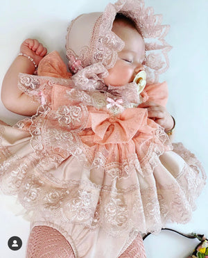 Baby /& Girls Rose Gold Diamond Bow Tights Spanish Romany Cotton NB-5 Years