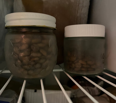 These glass jars with screw-down lids are great for freezing coffee