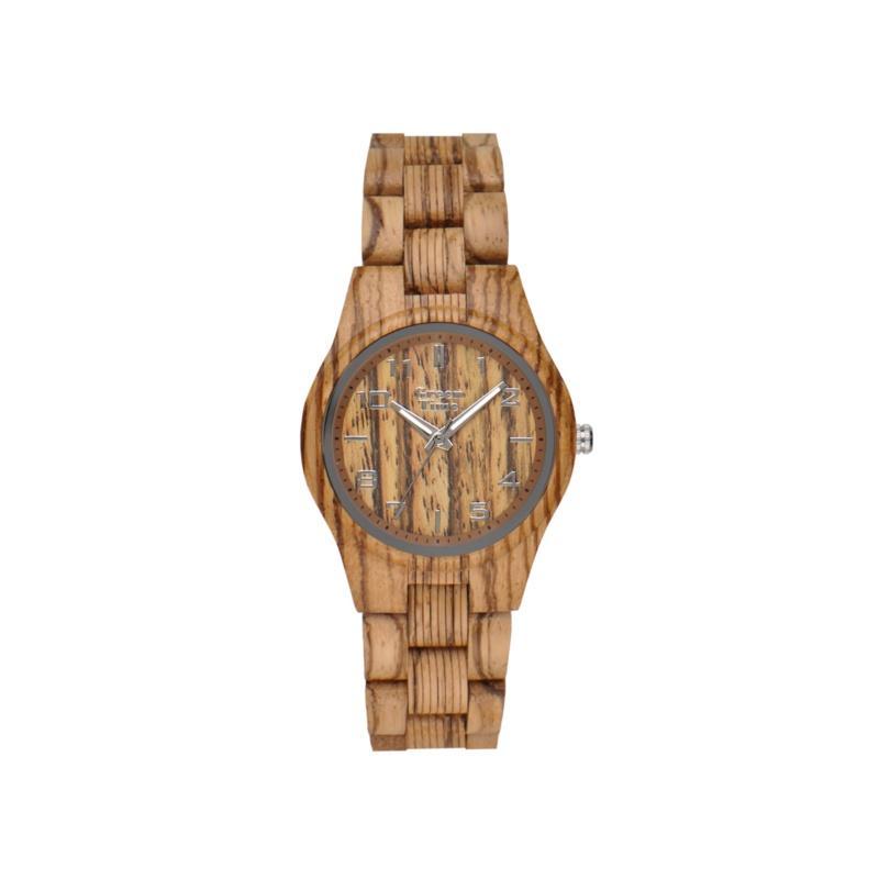 Greentime • Houten Dameshorloge ZW099A Basic Dublin • Grijs, Zilver