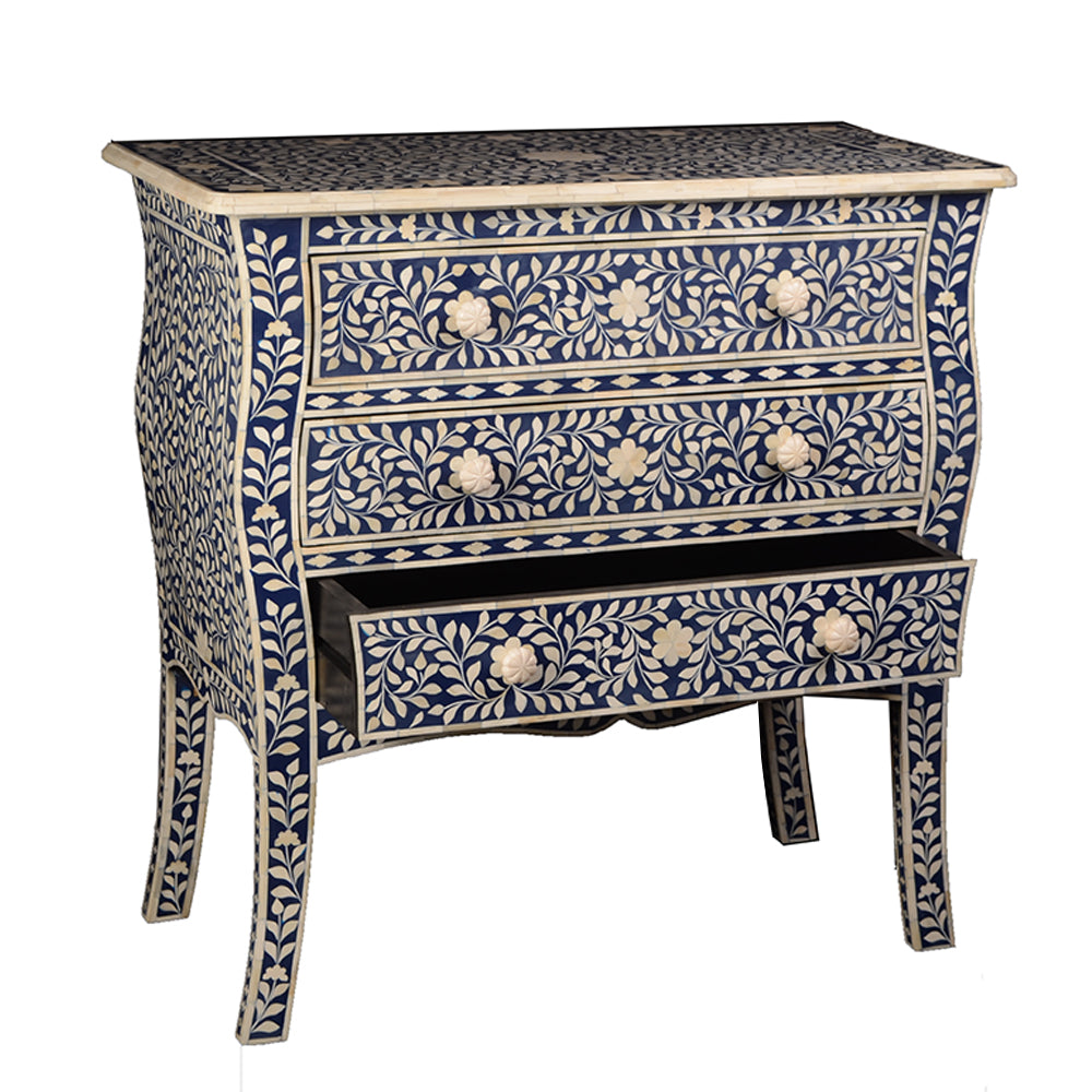 Imperial Beauty 3 Drawer Dresser With Bone Inlay Indigo And