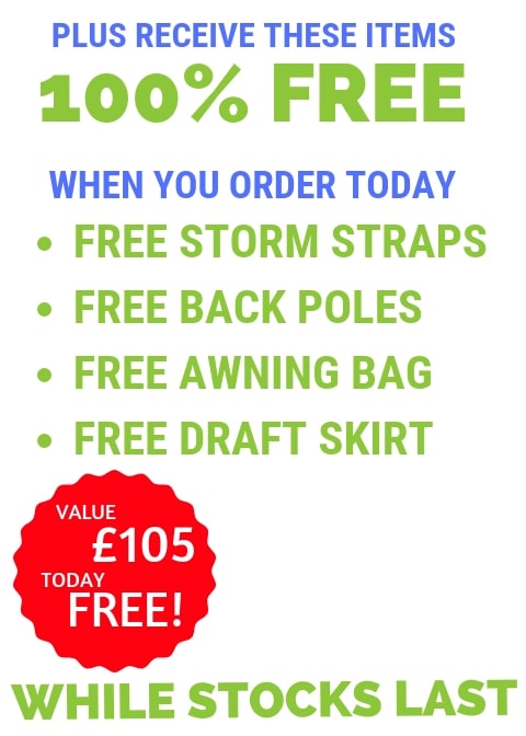 Bradcot Free Storm Straps free back poles free awning bag and free draft skirt