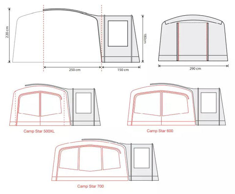 Outdoor Revolution Camp Star Side Porch for Camp Star 500XL/600/ 700 ORFT1062