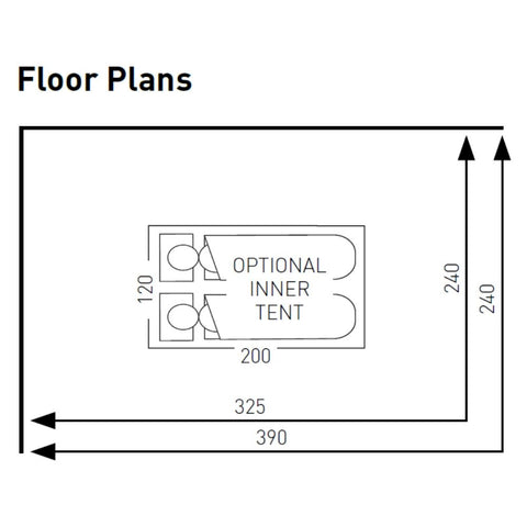 Floor Plan for Sunncamp Swift Air Extreme 390 Caravan Awning SF2001 + Free Air Storm Bars