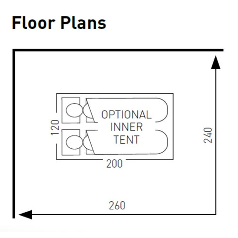 Floor Plan for Sunncamp Swift Verao Air Van 260 Low Non-Driveaway Motorhome Awning SF2025 + Free Stormstraps