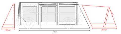 Outdoor Revolution Movelite T4E Inflatable Driveaway Air Awning (2023) Floor Plan