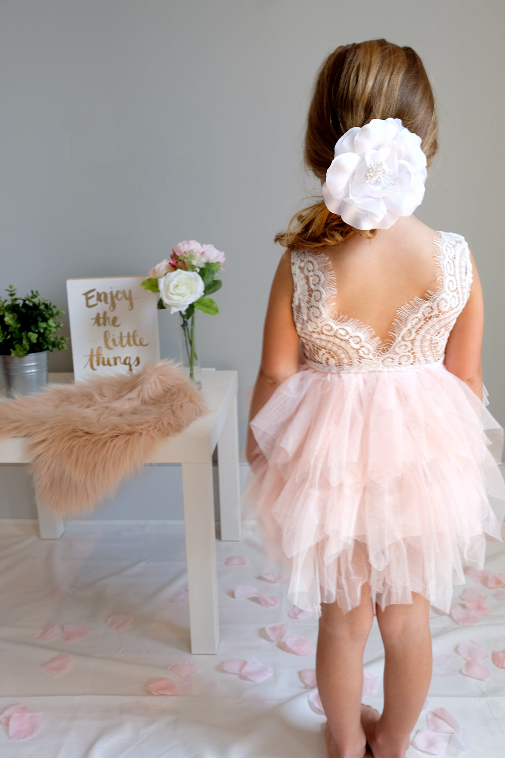 petal pink flower girl dresses