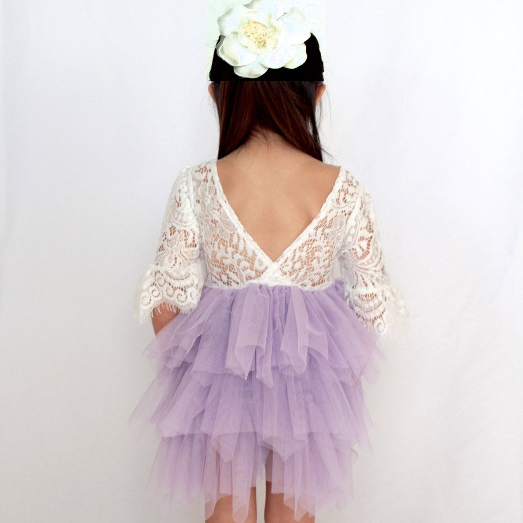 flower girl dresses white and purple