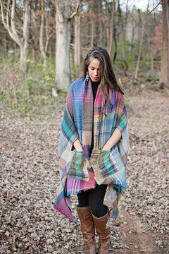 Warm Me Up Fuchsia Plaid Ruana