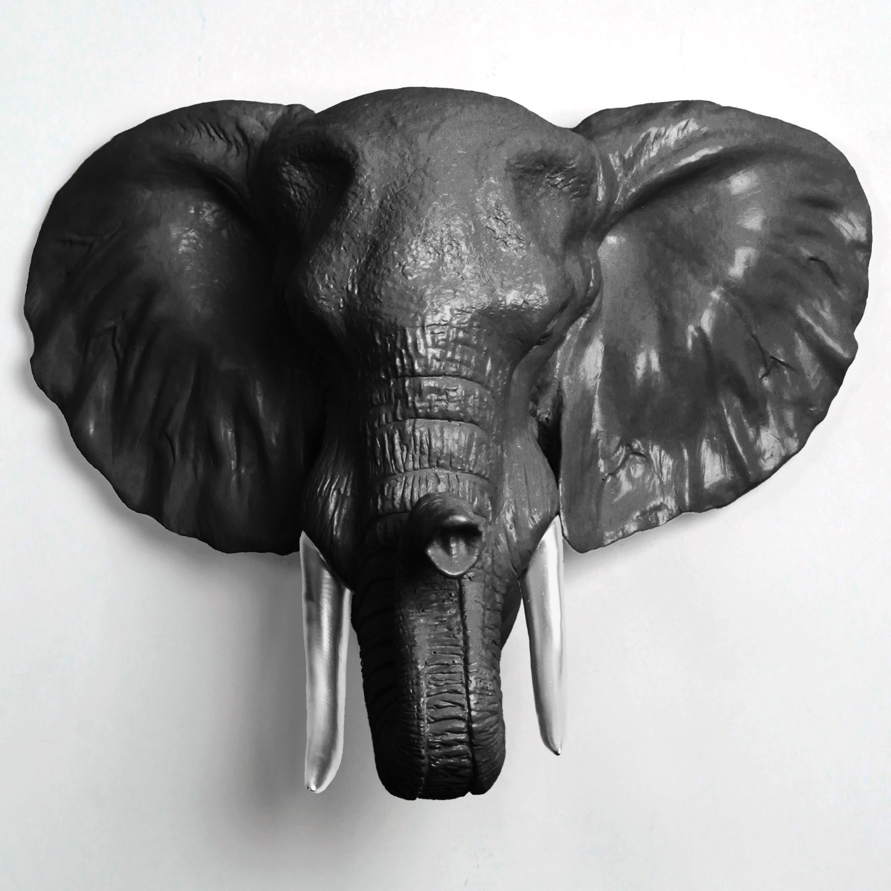 stuffed elephant head wall mount