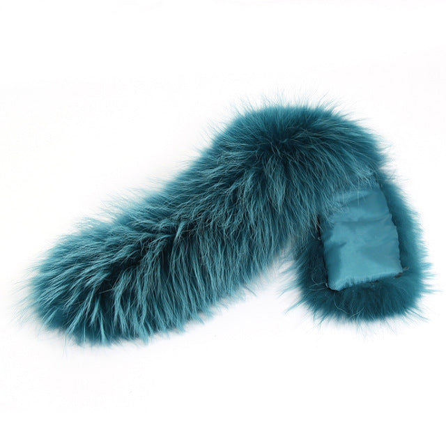 teal fur collar