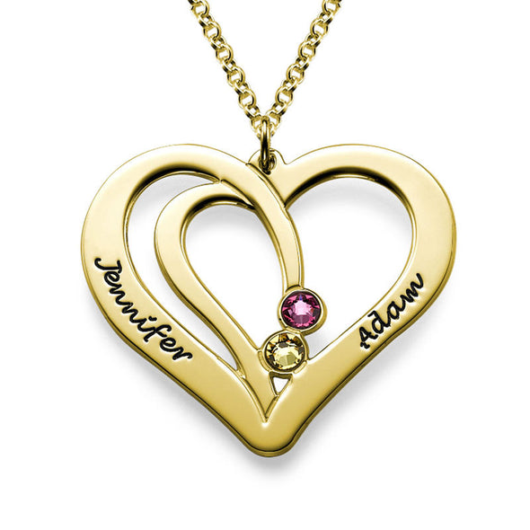 18K Gold Couples Heart Necklace