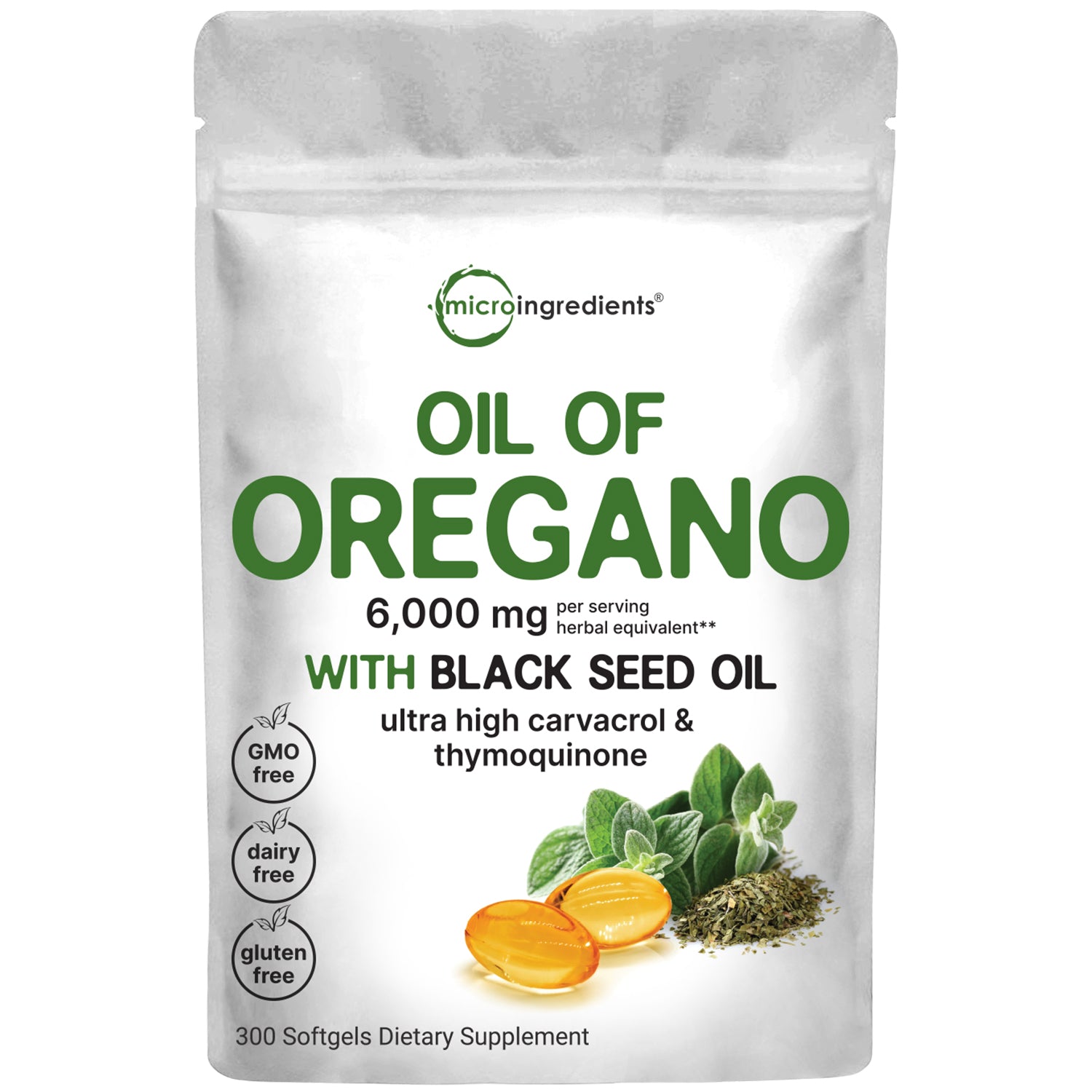 Image of Oregano Oil with Black Seed Oil, 300 softgels