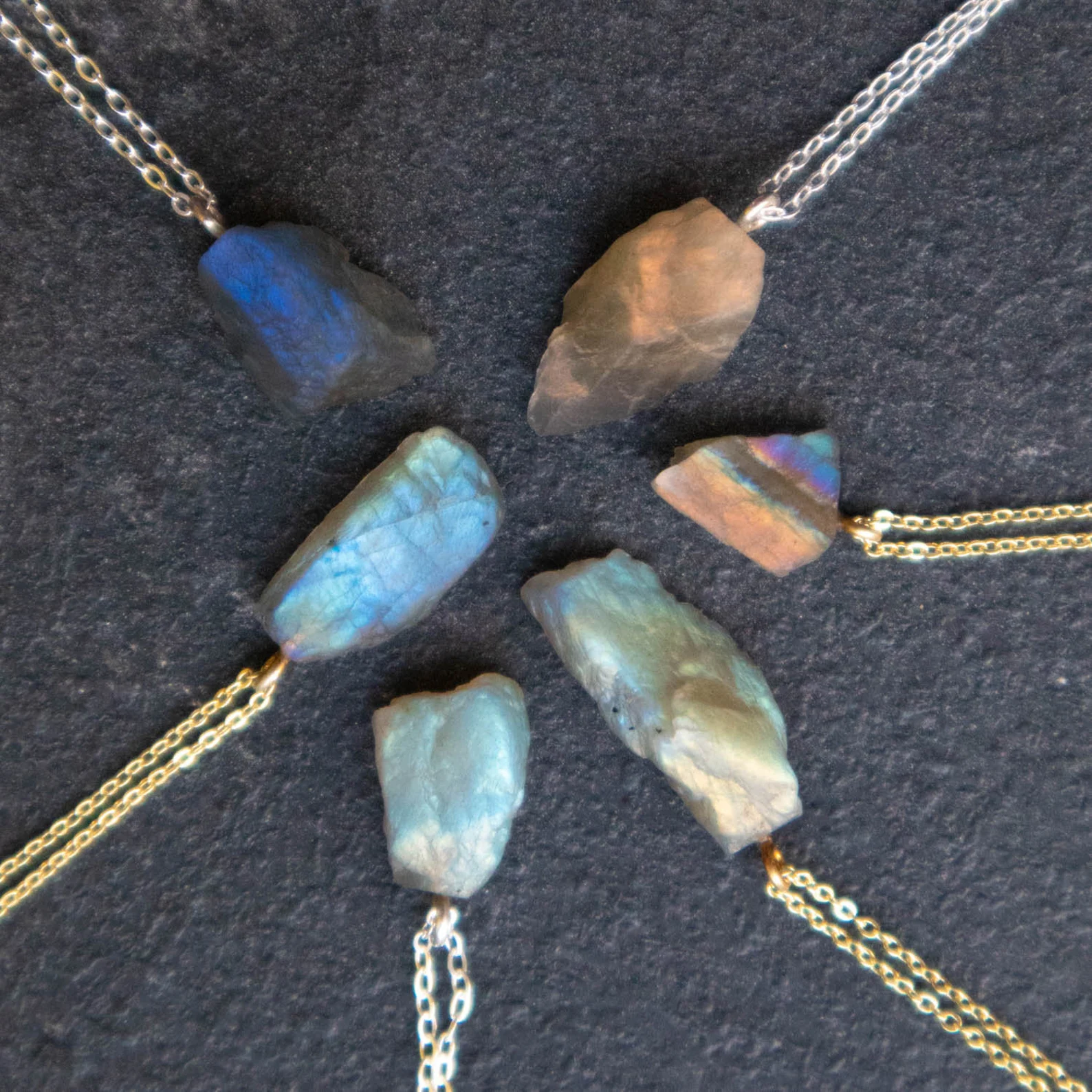 Raw Labradorite Crystal Necklace, Abiza