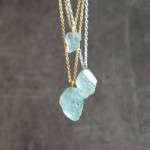 Raw Aquamarine Necklace, March Birthstone