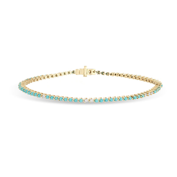 Turquoise + Diamond Tennis Bracelet - Adina Reyter