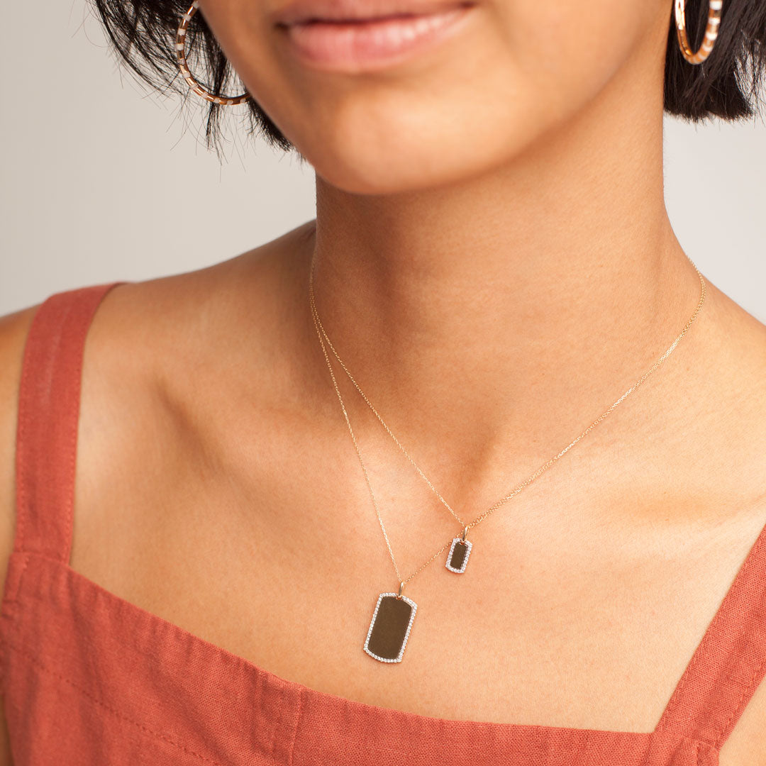 Diamond Border Rectangle Dog Tag Pendant – loratelier