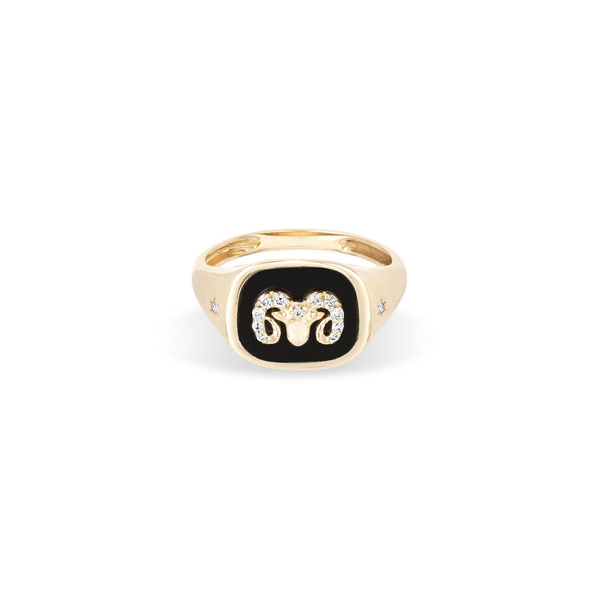 Image of Zodiac Ceramic + Diamond Aries Signet Ring