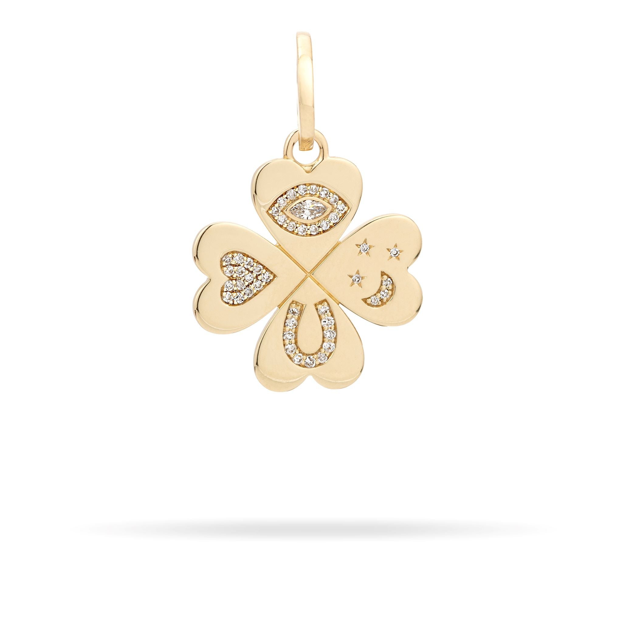 Good Luck Diamond Clover Hinged Charm - Adina Reyter product image