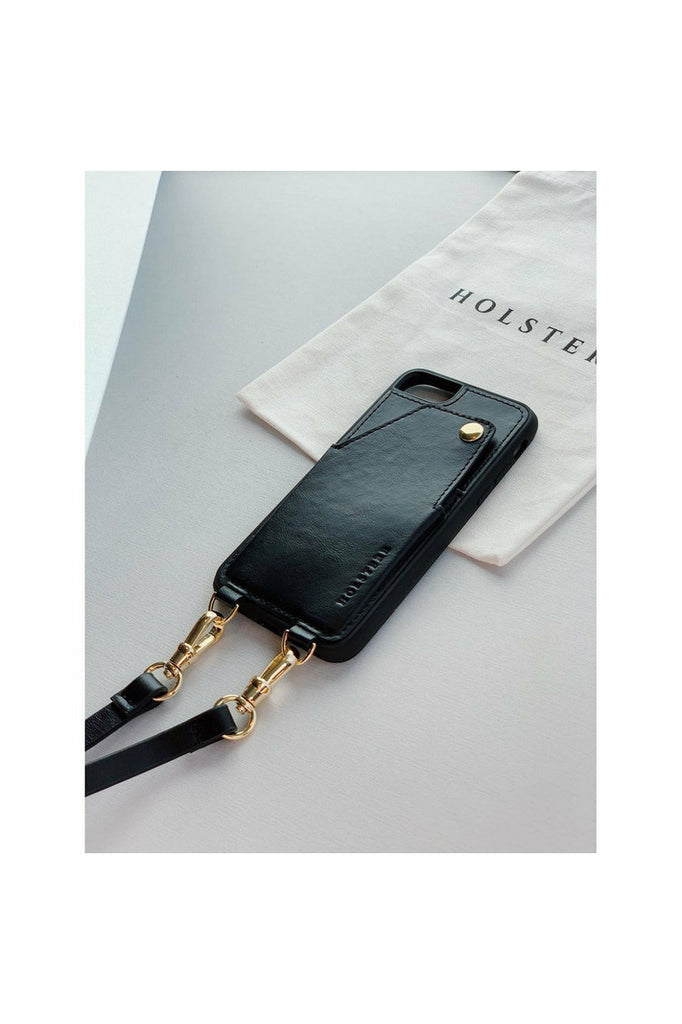 The Manhattan Black | Genuine Pebbled Leather iPhone Case Crossbody iPhone 6/7/8 Plus