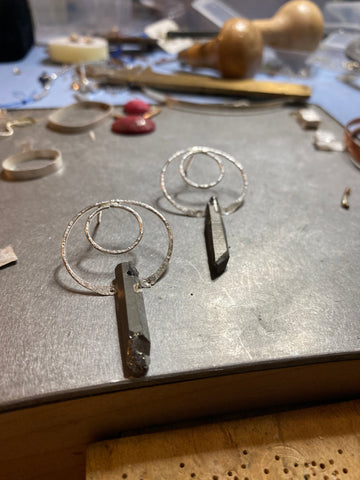 Titanium crystals and silver earrings 