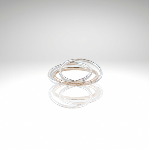 Trio Rings Sterling Silver and 14kt gold interlocking rings 