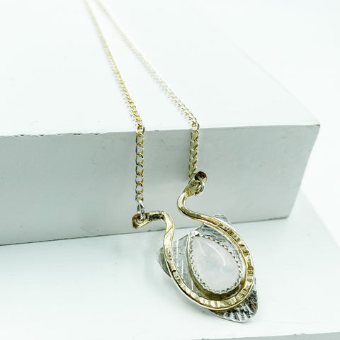 Moonstone necklace surrounded by 14kt gold-filled 