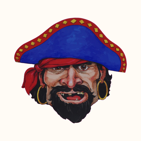 graphic of pirate wearing gold hoop earrings