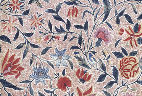 Indian block printed and painted cotton textile