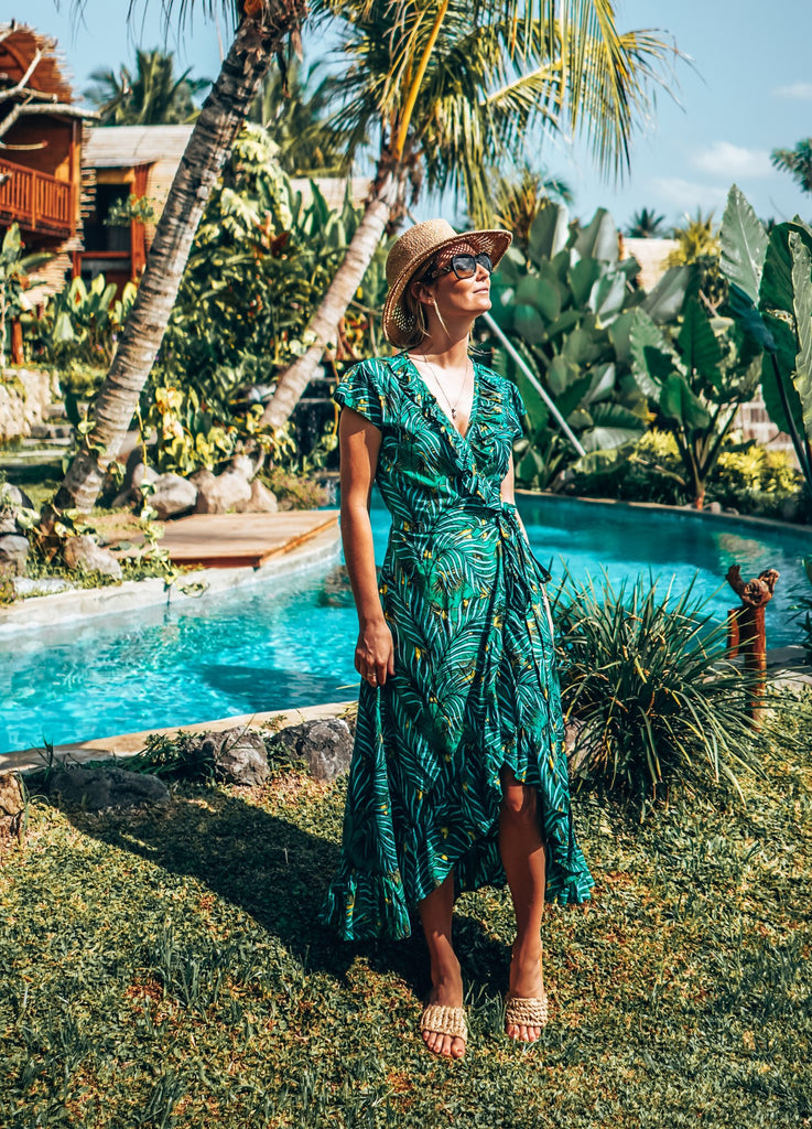 Midi Wrap Dress - Tropical Green – Berawa Luxe