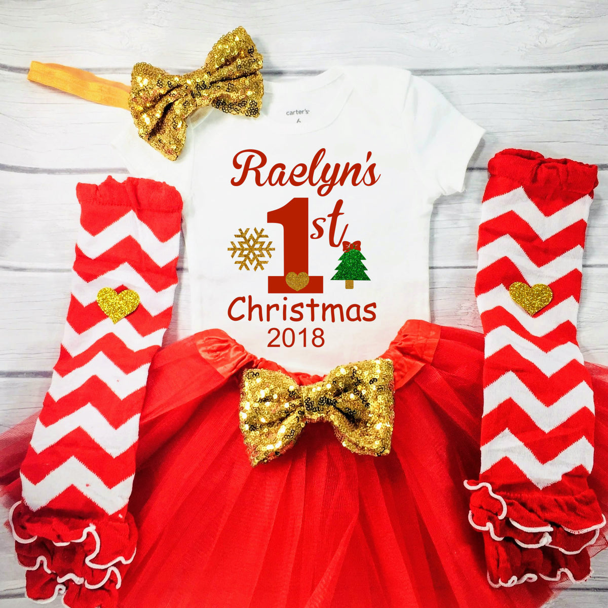 Baby Girl Personalized 1st Christmas Outfit, First Christmas Outfit –  funmunchkins