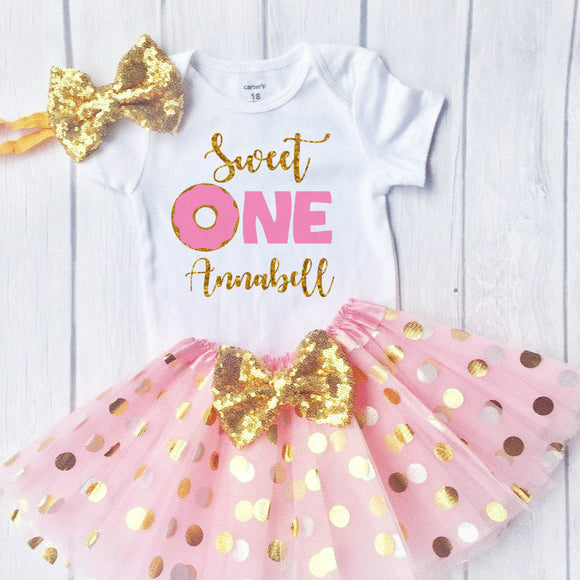 Baby Girls First Birthday Outfit, Sweet One, 1st Birthday outfit with a ...