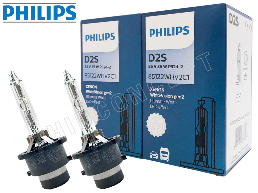 Philips D2S WhiteVision Gen2 HID Xenon Headlight Bulbs, 85122WHV2, Pack  of 2