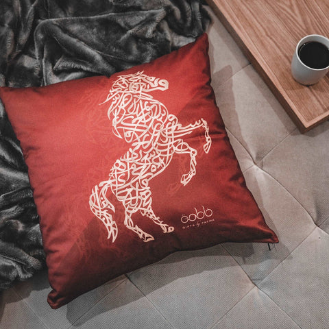 Arabian Horse Red Pillow