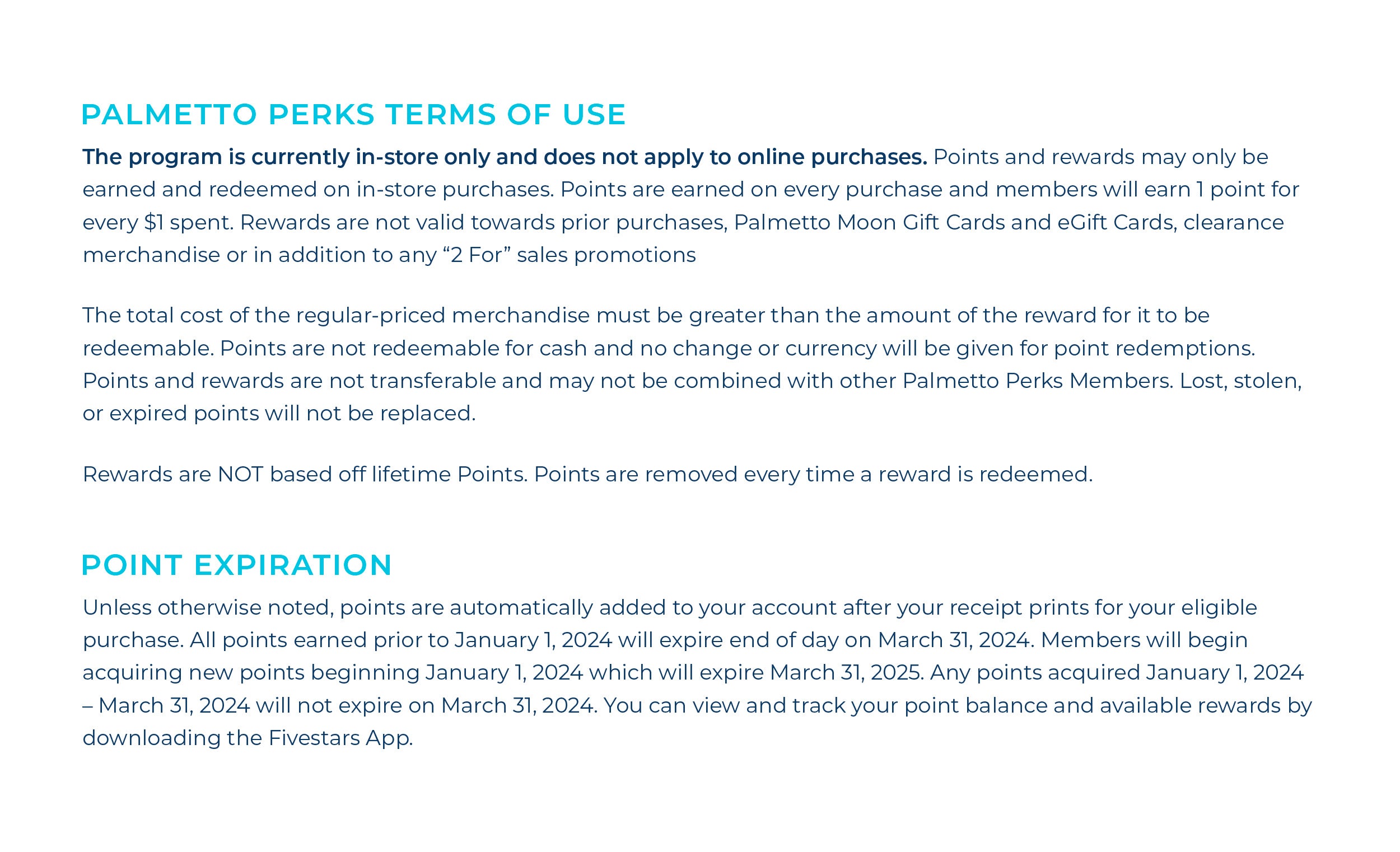 palmetto moon perks terms and conditions